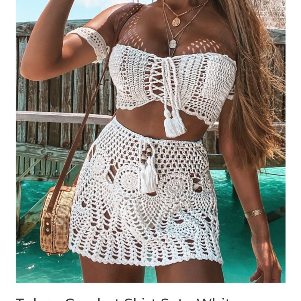 Mermaid Swimwear White Crochet Bikini cover up